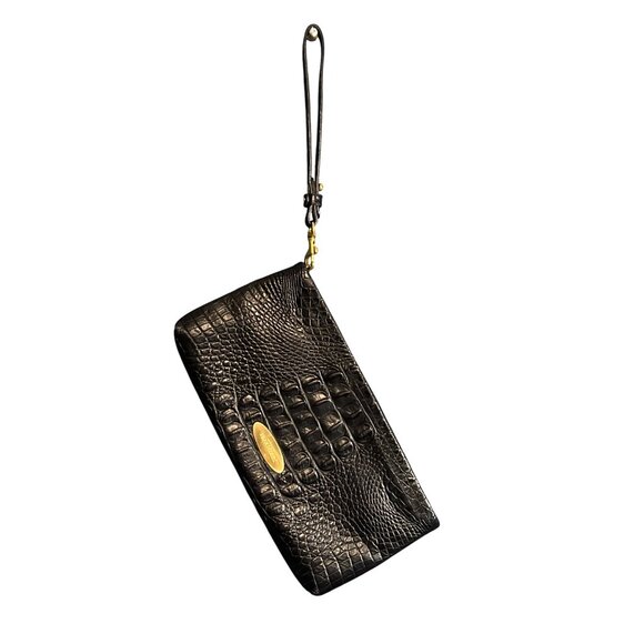 Vintage Y2K Brahmin Black Alden Croc Embossed Leather Wristlet - Picture 8 of 8